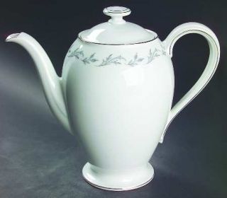 Treasure Chest Tenderly Coffee Pot & Lid, Fine China Dinnerware   Gray Floral Ri
