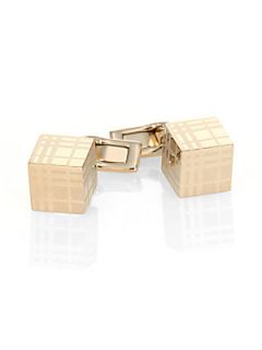 Burberry Check Cube Cuff Links   Gold