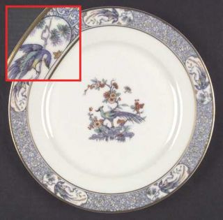Haviland Rajah Dinner Plate, Fine China Dinnerware   Theo, Blue Edge, Birds Rim