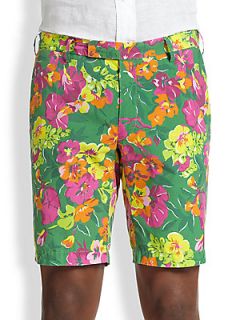 Polo Ralph Lauren Hudson Slim Fit Floral Print Shorts   Green
