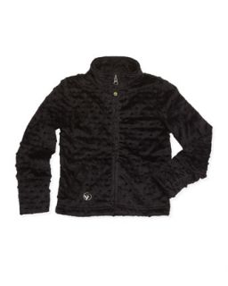 Dotted Velour Zip Jacket, Black, 4 6