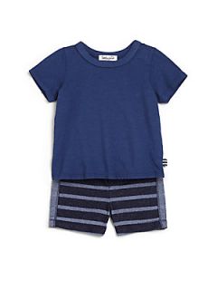 Splendid Infants Tee & Stripe Shorts Set   Navy