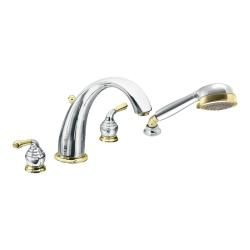 Moen Chrome/ Polished Brass Double handle High Arc Roman Tub Faucet With Hand Shower
