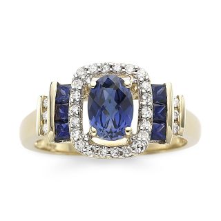 10K Gold Blue Sapphire & Diamond Accent Ring, Yellow/Gold, Womens