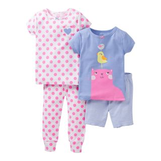 Carters 4 pc. Cat & Bird Pajamas   Girls 2t 5t, Blue, Girls