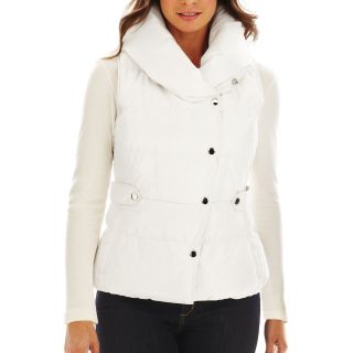 SIENA STUDIO Quilted Down Vest, White, Womens