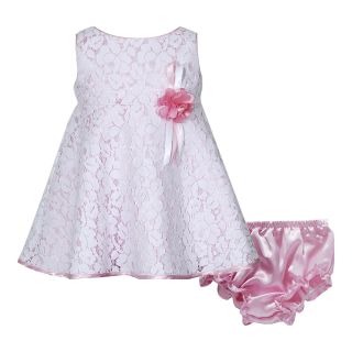 Youngland Sleeveless Lace Dress with Flower   Girls 3m 12m, Pink, Pink, Girls