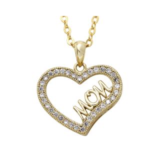 Bridge Jewelry Cubic Zirconia 18K Gold Plated Mom Heart Pendant