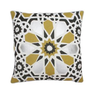 Kaleidoscope 20 Square Decorative Pillow, Yellow/Silver