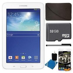 Samsung Galaxy Tab 3 Lite 7.0 White 8GB Tablet, 32GB Card, Headphones, and Case