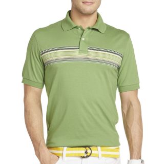 Izod Chest Striped Jersey Polo, Green, Mens