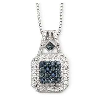 1/10 CT. T.W. White & Color Enhanced Blue Diamond Pendant, Womens