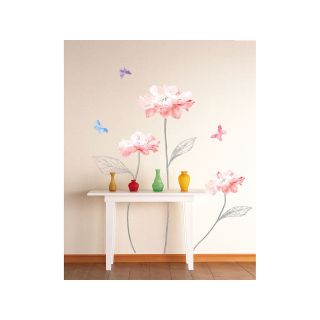 ART Sketched Stems and Vibrant Flowers Wall Decal