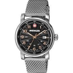Wenger Mens Urban Classic Swiss Army Watch   Black Dial/Stainless Steel Bracele