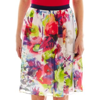 LIZ CLAIBORNE Pleated Print Skirt, Teaberry Multi