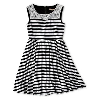 Speechless Striped Sleeveless Dress   Girls 7 16, Black/White, Girls