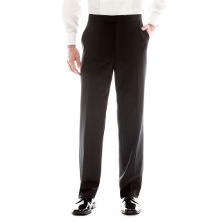 Stafford Flat Front Tuxedo Pants, Black, Mens