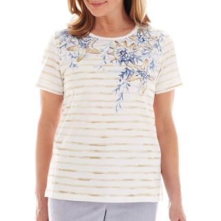 Alfred Dunner Shore Thing Shell Print Striped Top