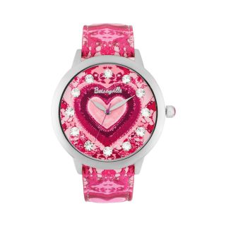 BETSEYVILLE Womens Crystal Accent Heart Watch, Pink