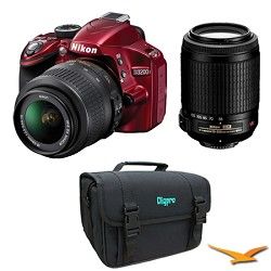 Nikon D3200 DX format DSLR Kit w/ 18 55mm DX VR Zoom Lens & 55 200mm VR Lens (Re