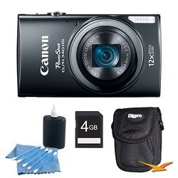 Canon PowerShot ELPH 340 HS 16MP 12x Zoom 3 inch LCD Black Kit