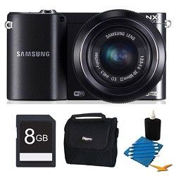 Samsung NX1100 20.3MP Black Smart Digital Camera with 20 50mm Lens 8GB Bundle