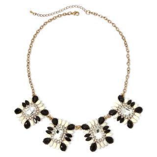 Mixit Gold Tone Crystal Black and White Statement Necklace