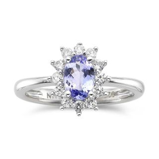 Genuine Tanzanite & Lab Created White Sapphire Ring, Womens