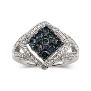 3/4 CT. T.W. Blue Diamond Ring, White, Womens