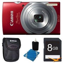 Canon PowerShot ELPH 140 IS 16MP 8x Opt Zoom Digital Camera Red Kit