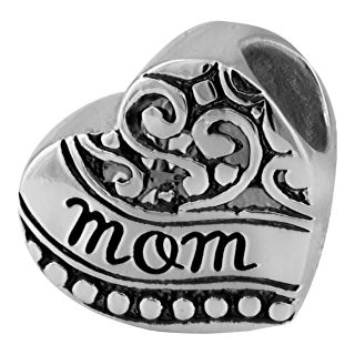 Forever Moments Oxidized Mom Heart Bead, Womens