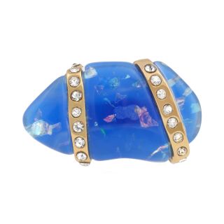 10021  Kara Ross Crystal and Blue Resin Ring, Womens