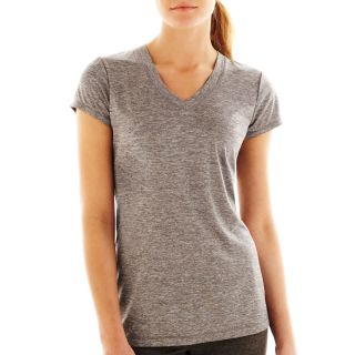 Xersion Short Sleeve Melange Tee, Grey, Womens