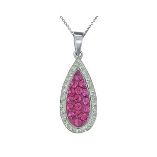 Sterling Silver Rose Color & Clear Crystal Teardrop Pendant, Womens