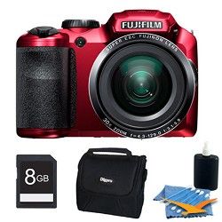 Fujifilm FinePix S6800 16 MP 30x Wide Angle Zoom Digital Camera Red 8GB Kit