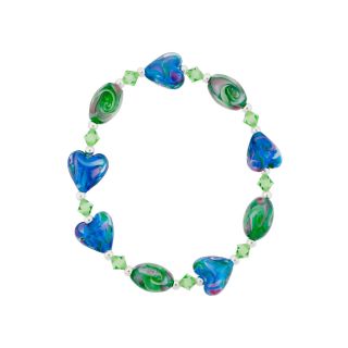 Bridge Jewelry Blue & Green Glass Heart Bead Bracelet