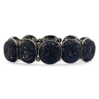 Hematite & Textured Jet Oval Stretch Bracelet, Black