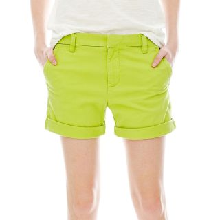 JOE FRESH Joe Fresh Flat Front Twill Shorts, Green, Womens