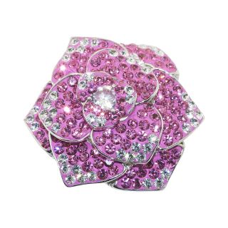 Sterling Silver Pink Crystal Flower Ring, Womens