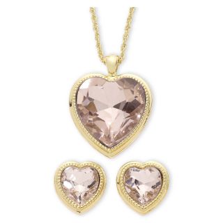 MONET JEWELRY Monet Pink Crystal Heart Pendant & Earrings Boxed Set