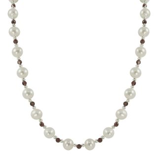 Cultured Freshwater Pearl & Garnet Necklace, Womens