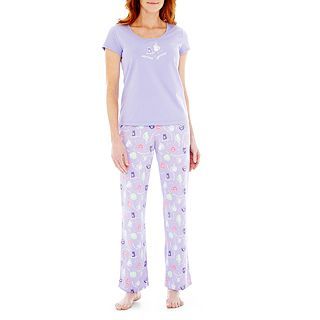 MIXIT Mixit Short Sleeve Pajama Set, Gray, Womens