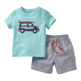 Carters 2 pc. Surfboard Tee and Short Set   Boys 2t 4t, Blue, Blue, Boys