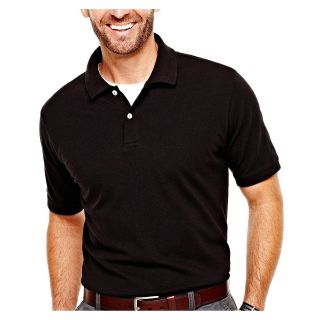 St. Johns Bay Essential Piqué Polo Shirt, Black, Mens