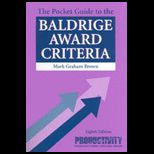 Pocket Guide to Baldrige Award Criteria