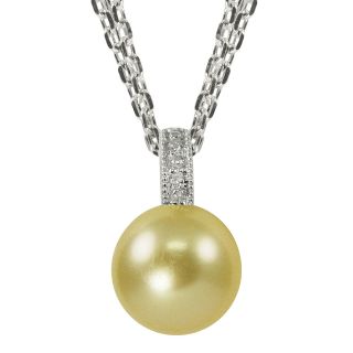 Golden South Sea Pearl & Diamond Accent Pendant, Womens