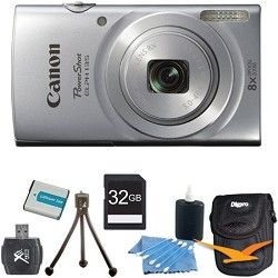 Canon PowerShot ELPH 135 16MP 8x Optical Zoom Digital Camera Silver Kit