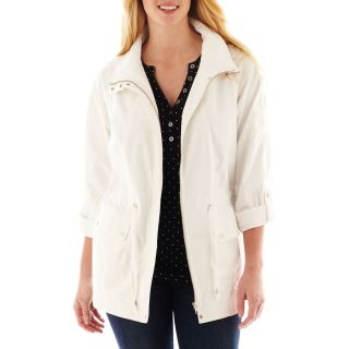 LIZ CLAIBORNE Long Sleeve Zip Front Jacket   Plus, White, Womens