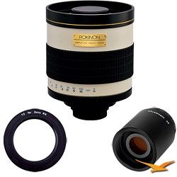 Rokinon 800mm F8.0 Mirror Lens for Sony E Mount (NEX) and 2x Multiplier (White)