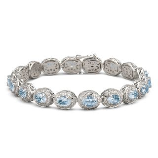 Genuine Aquamarine & Diamond Accent Bracelet, Womens